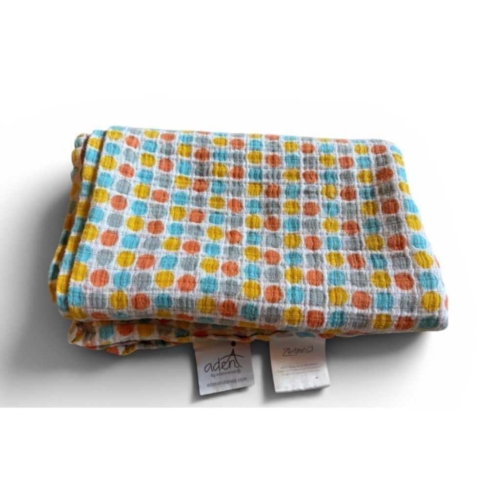 ADEN & ANAIS ZUTANO Dots Swaddle Blanket Polka Dot Yellow Gray Blue Orange